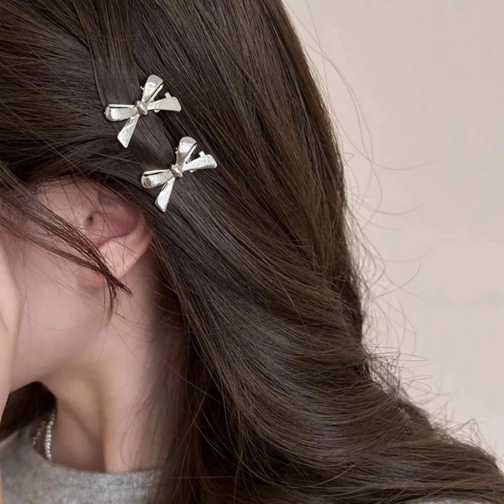 4 шт./компл. новых женских мини-заколок с золотым бантом, милые и крутые заколки с челкой для девочек и аксессуары для волос