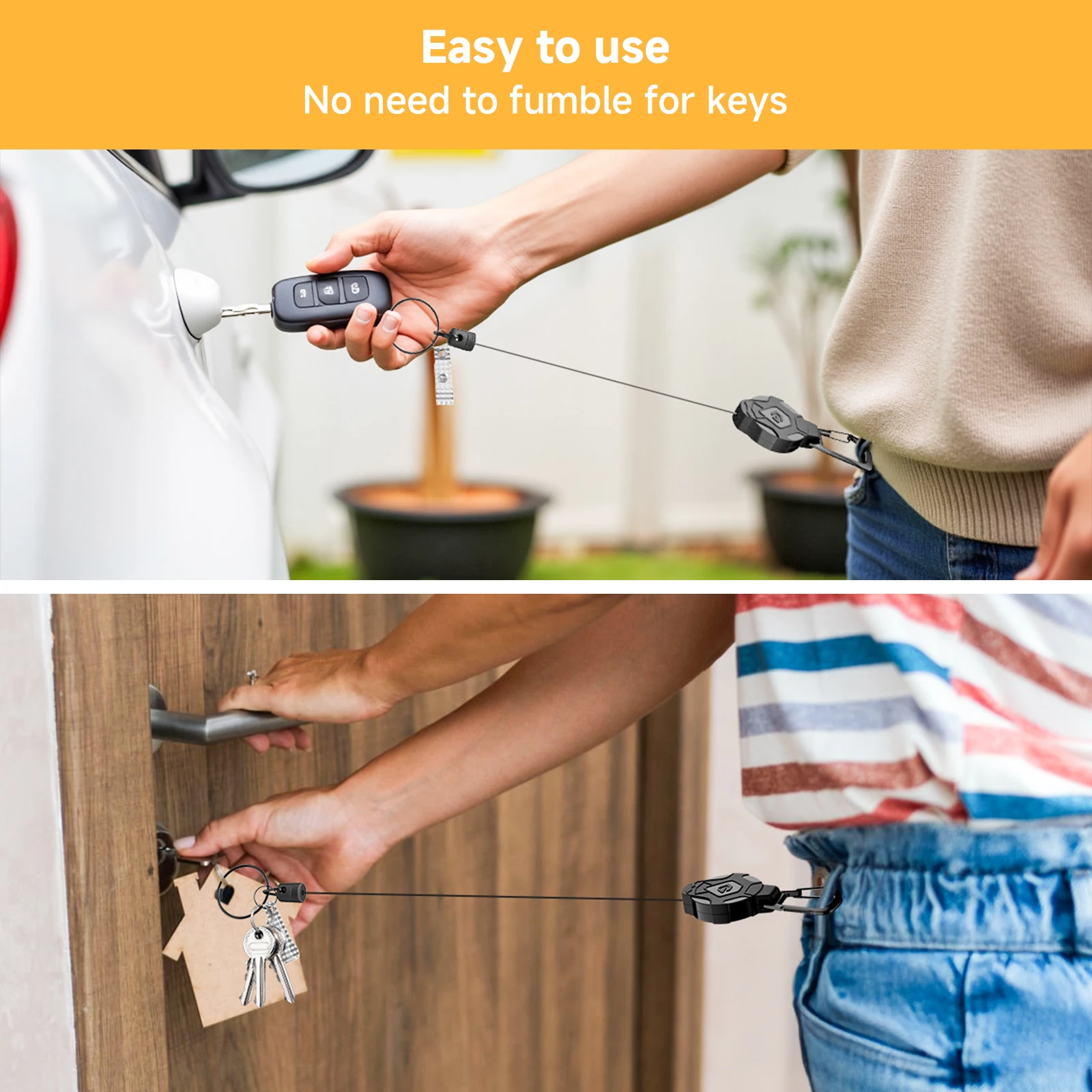 Minisopuru Retractable Keychain Heavy Heavy Duty Carabiner Badge Holder, Retractable Nylon Rope Tactical ID Badge Reel Key Chain
