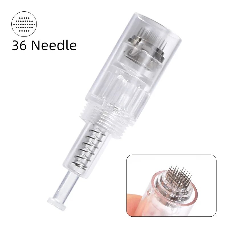 50 stücke 12pin/36pin Runde Nano Microneedling DermaPen Nadeln Schraube Patrone Ersatz Köpfe Tattoo Nano MicroNeedle