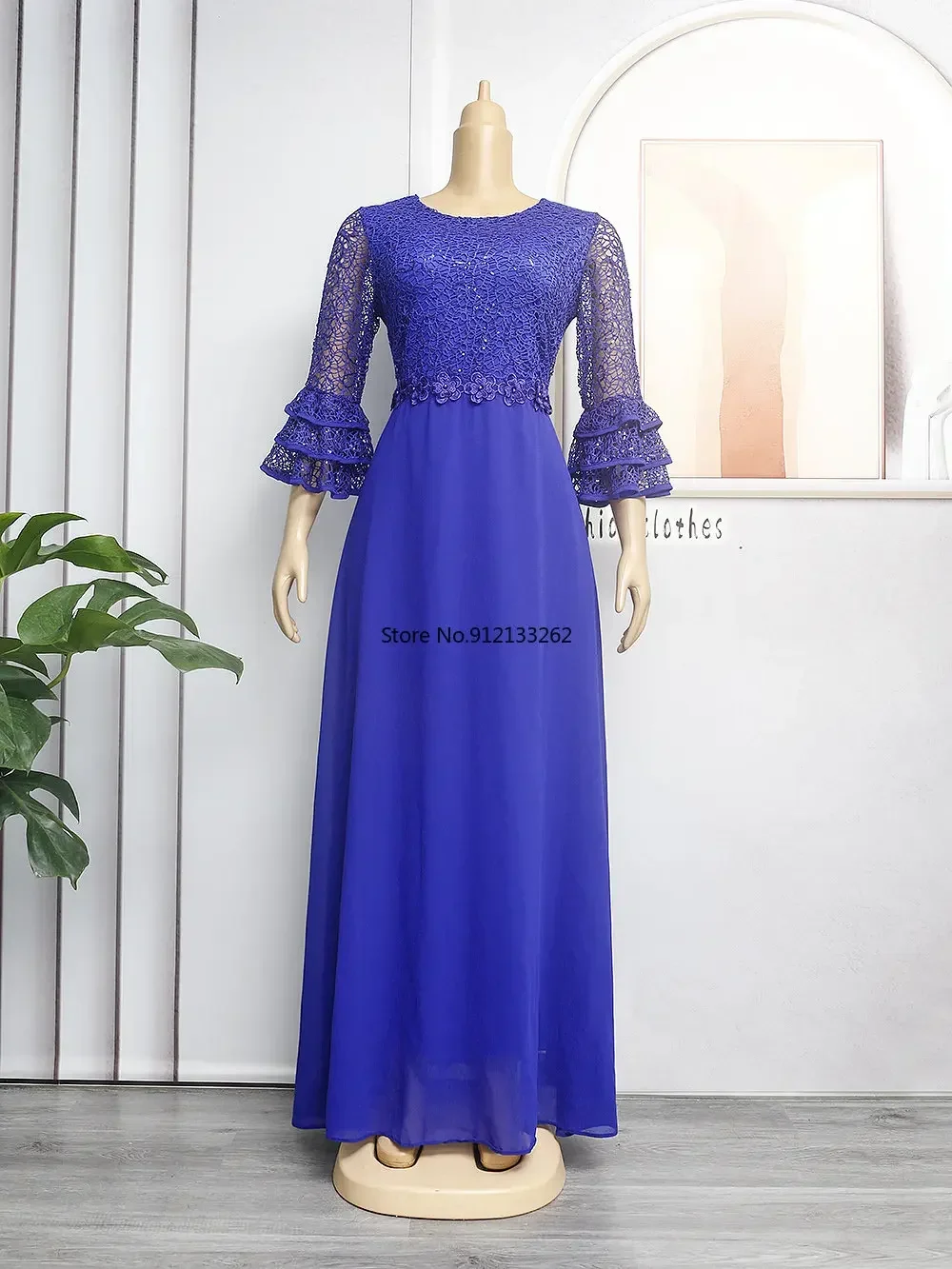 Robes de soirée de mariage africaines pour femmes printemps automne africain à manches courtes col en v Polyester vert rose rouge robe longue robe Maxi