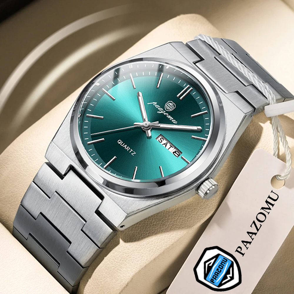 PAAZOMU luxe Quartz homme montre-bracelet Sport hommes montres étanche lumineux Date semaine acier inoxydable montre pour hommes mâle Reloj