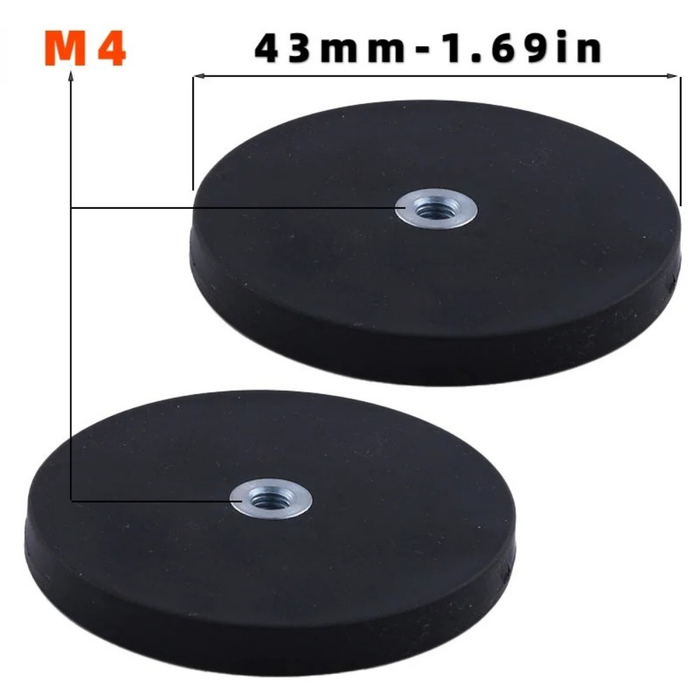 2 peças 43mm/66mm/88mm m4/m6/m8 rosca interna base magnética suporte de montagem braçadeira led suporte de barra de luz de trabalho suv offroad