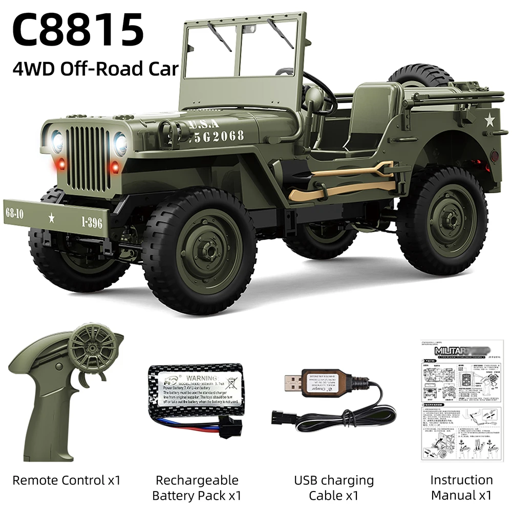 9imod c8815 rc peças de carro jeep acessórios originais fábrica pneus controle remoto motor placa recepção guincho eixo acionamento metal