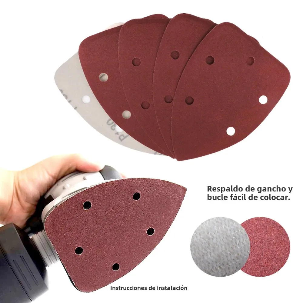 Papel de lija autoadhesivo, lijadora triangular, gancho de papel de arena, disco de papel de lija, herramientas abrasivas para pulir grano 40-1000, 25 uds.