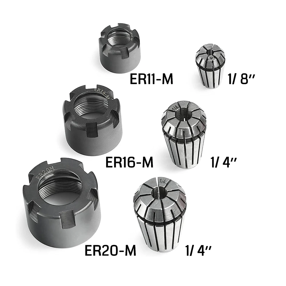Set Collet bit Router CNC, mur penjepit Collet dan kunci pas, ER11-M, ER16-M, Chuck Collet tipe ER20-M