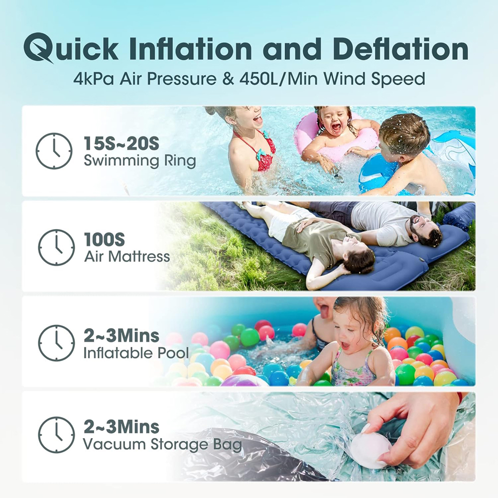 Bomba de aire eléctrica, compresor de aire inalámbrico portátil, inflador/desinflador para cojines inflables, camas de aire, anillo de natación para barco