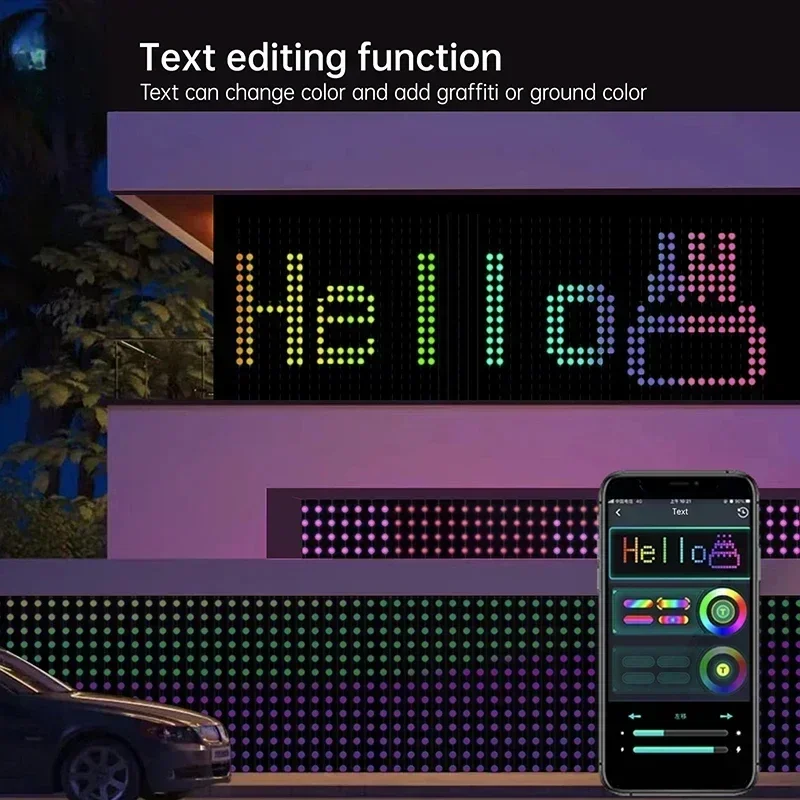 Cadena de luces LED RGB con Bluetooth, cortina inteligente con Control, aplicación, imagen, texto, pantalla inteligente