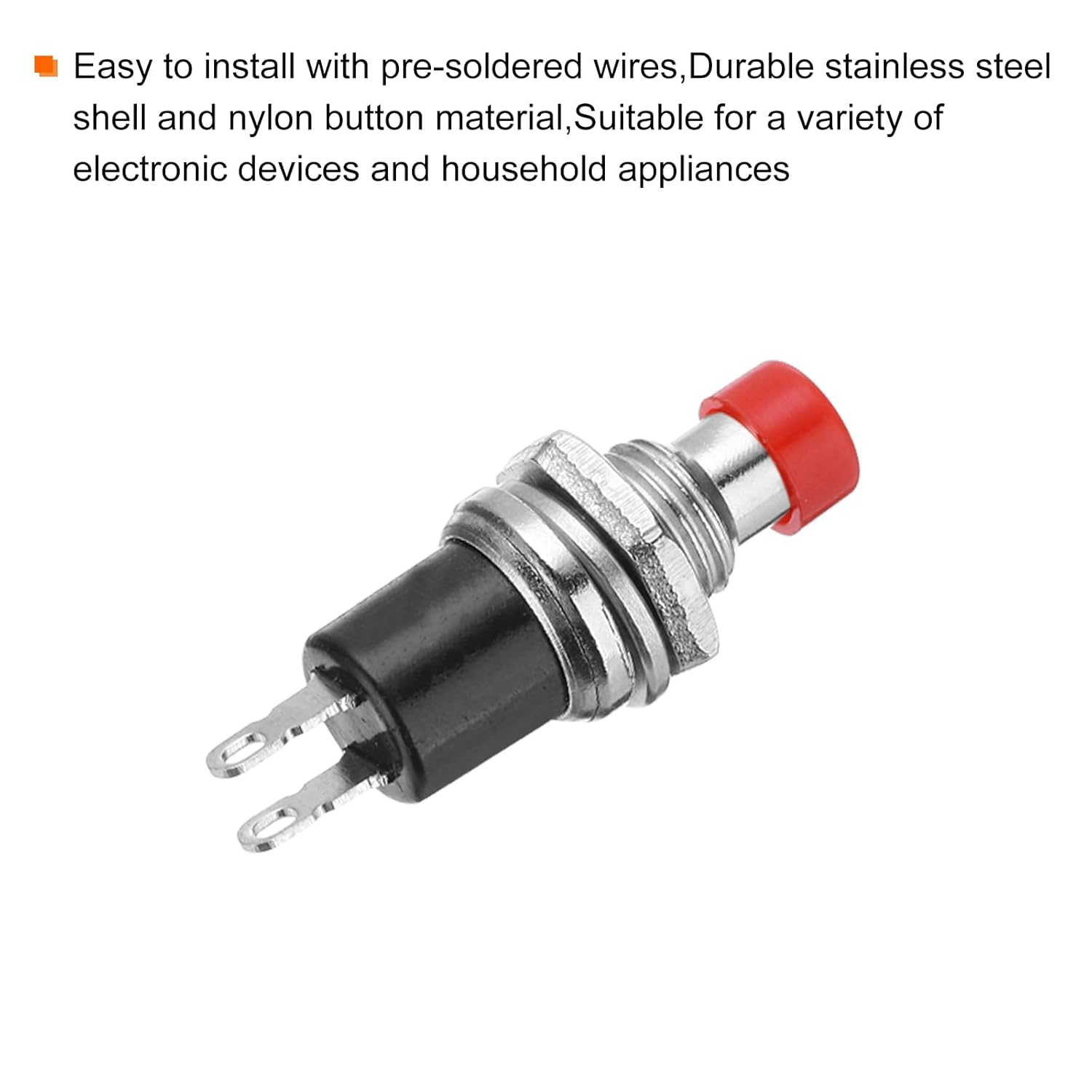1A 250V AC 7mm Mini Momentary Push Button Switch PBS-110 NO Black/Red Switch Button with Soldering Foot for Electronic Device