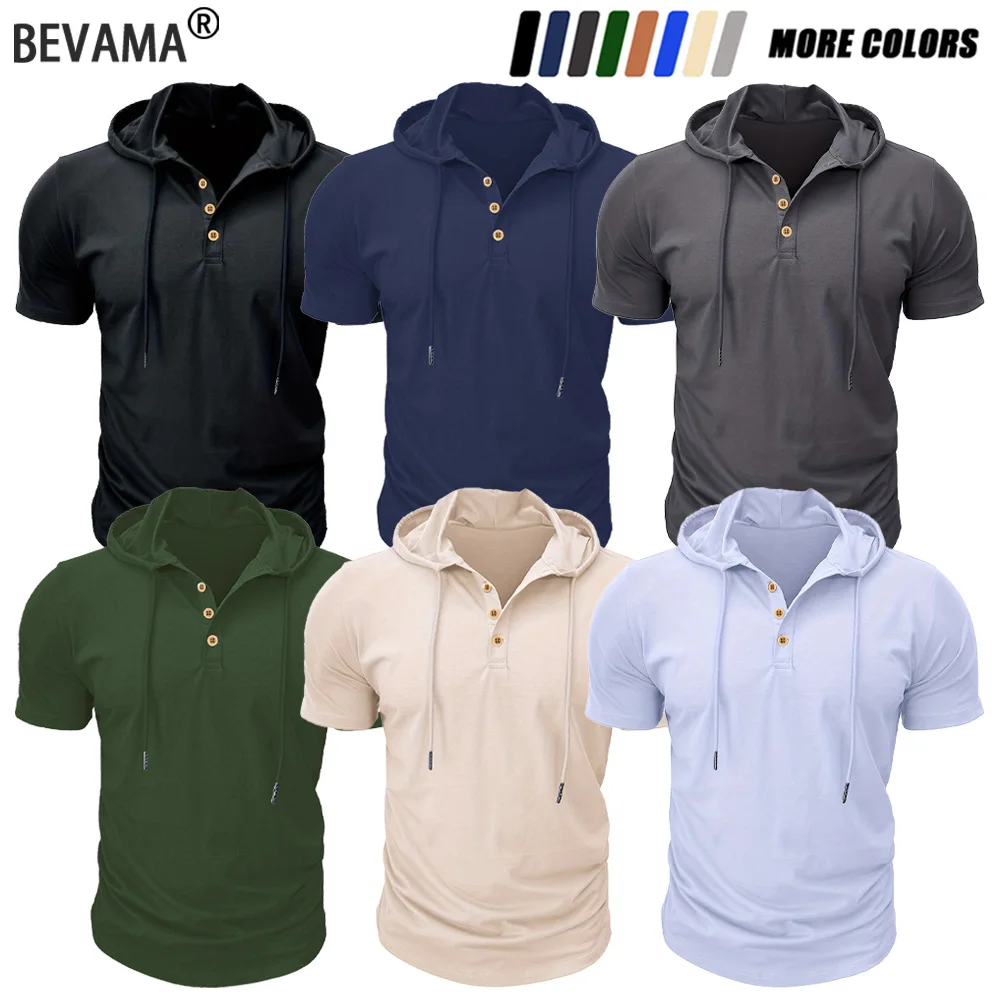 Camiseta masculina de manga curta com capuz verão magro fitness secagem rápida camiseta respirável esportes topos para musculação masculina