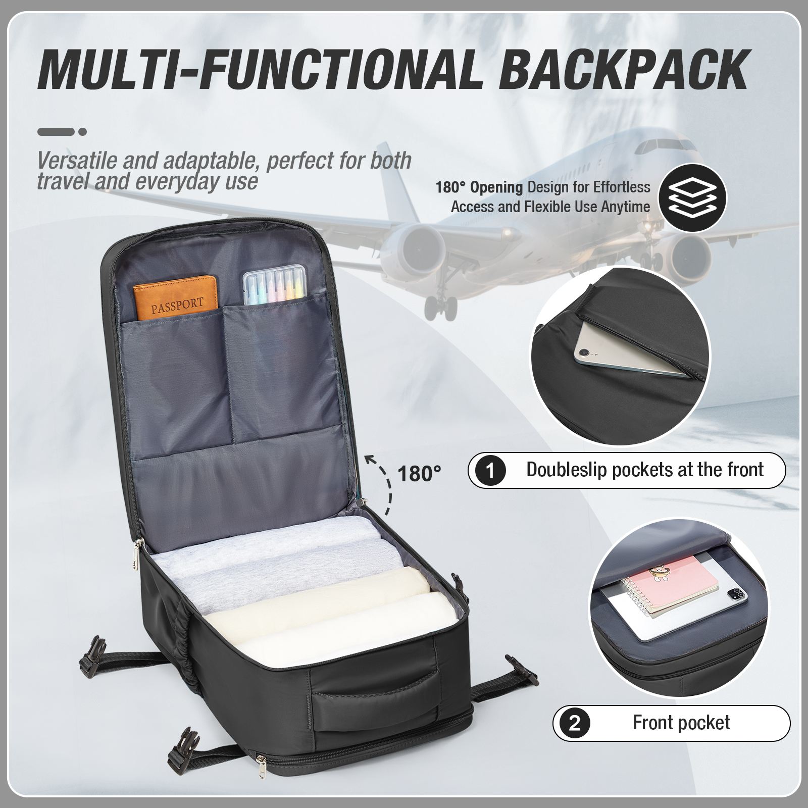 Women Men Hand Luggage Backpack Business College Laptop Travel Backpack Waterproof Carry on mochila viaje cabina avion 40x20x25