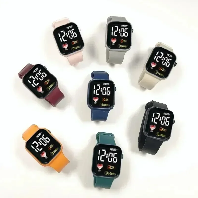Nuevo reloj electrónico LED cuadrado de arcoíris resistente al agua Digital deportes al aire libre estudiantes reloj electrónico reloj femenino