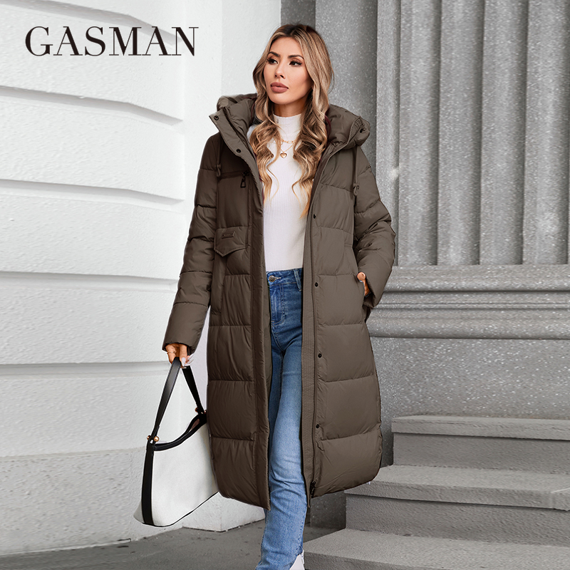 GASMAN 2024 Winter Jacke Frauen Marke Hohe Qualität Casual Lange frauen Jacken Mit Kapuze Zipper Tasche Puffer Parkas Outwear 88607