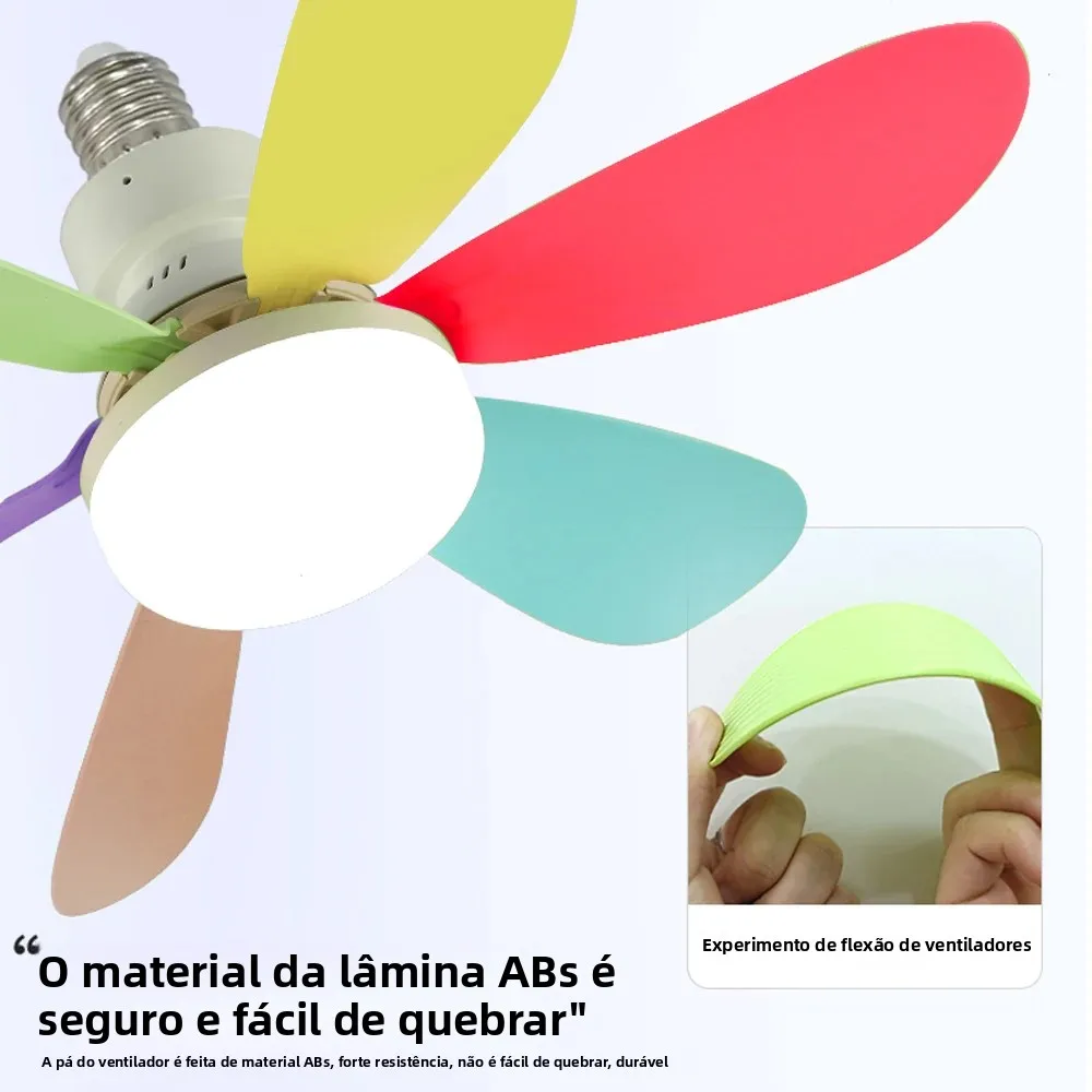 Ventilador de teto com base e27 para casa, com luzes noturnas led de 30w, 3 modos de iluminação ajustáveis, controle remoto, ventilador de teto de alta energia eólica