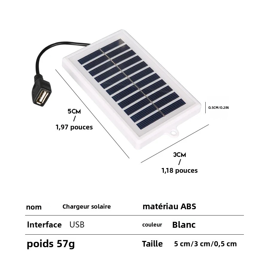 Chargeur solaire Portable 1/2 pièces, sortie USB pour usage extérieur, pour voyage et Camping, lampe de poche, chargement de ventilateur