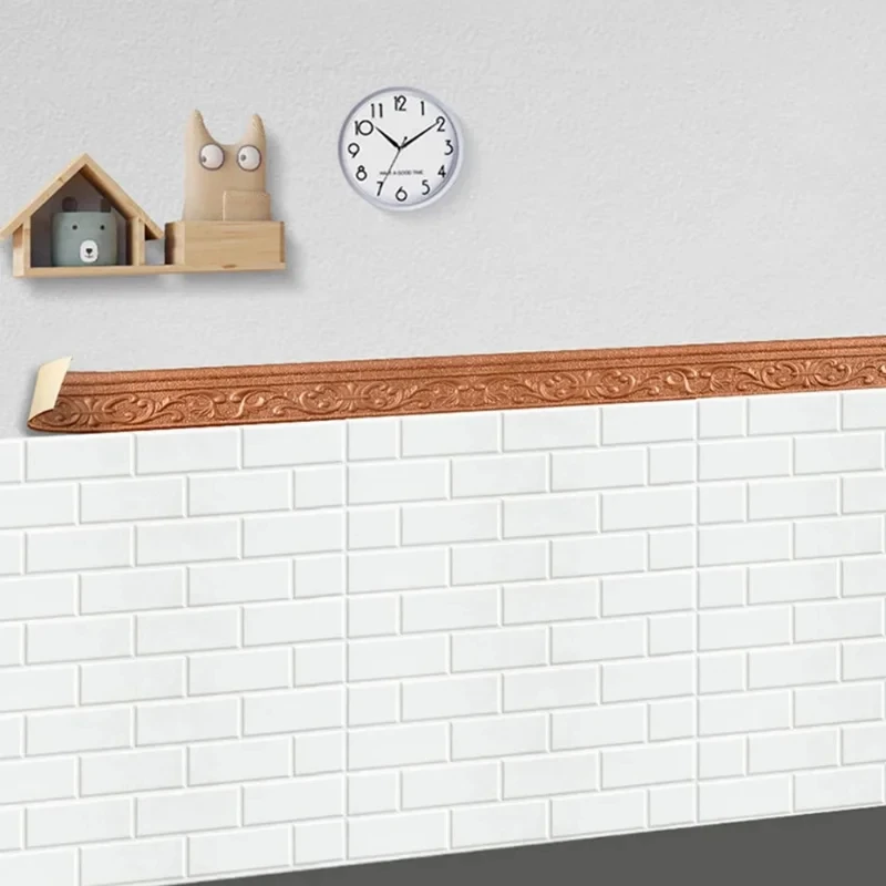 10 M/ม้วน 3D Wall Trim Line เส้นขอบ Self กาวกันน้ํา Baseboard วอลล์เปเปอร์สติ๊กเกอร์ติดผนังสําหรับตกแต่งบ้าน