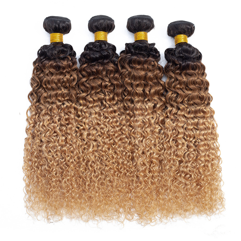 Mechones rizados Afro 15A Ombre 1/3/4 Uds extensiones de cabello humano 100% mechones de cabello humano postizo virgen sin procesar Jerry Curl