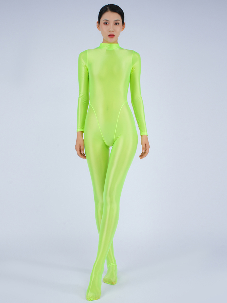 Seksowne kobiety joga Shaper obcisłe ubrania olejne błyszczące błyszczące elastyczne body przezroczyste przepuszczalne pajacyki kombinezony cukierkowy kolor