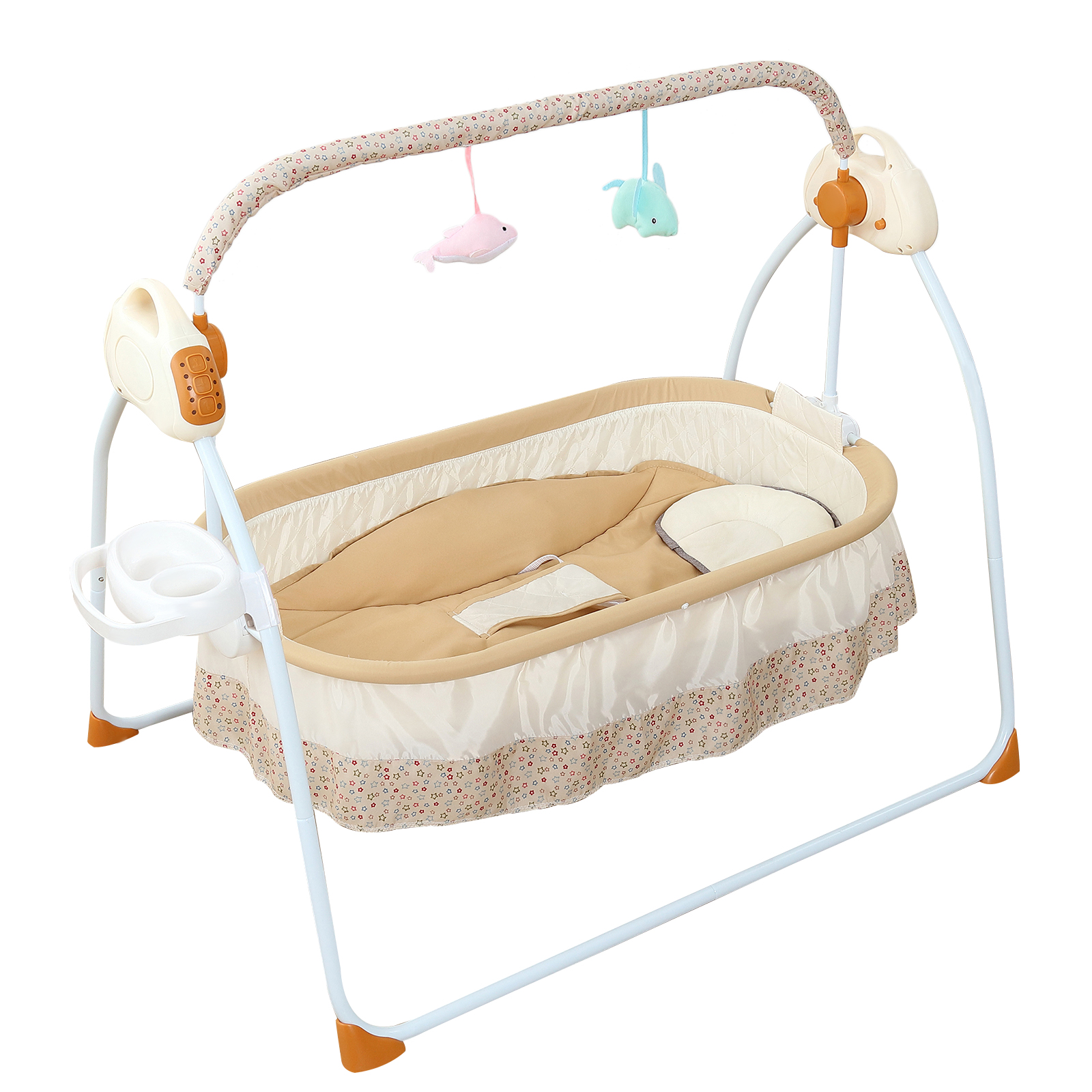 Portable Foldable  Baby Electric Cradle Remote Control Electric Cradle with Feeding Bottle Stand Toy Rack Mosquito Net