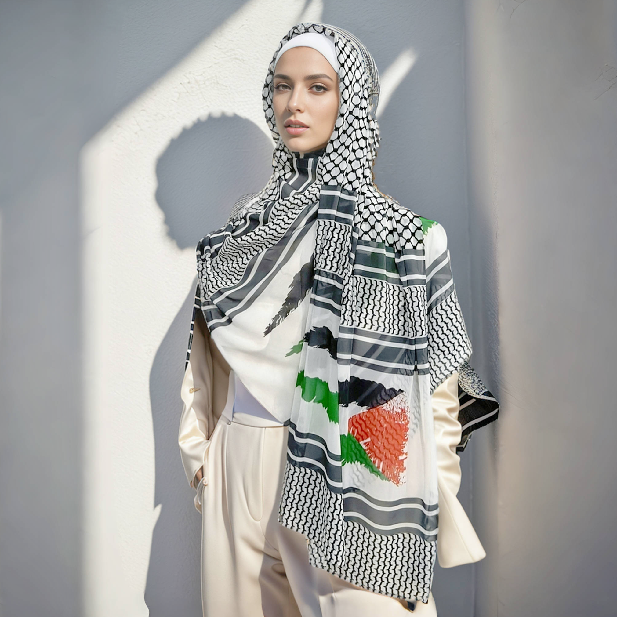 Bufanda de gasa Kuffiyeh de diseño Popular, bufandas musulmanas islámicas geométricas para mujer, chal Echarpe, Hijabs árabes de Oriente Medio