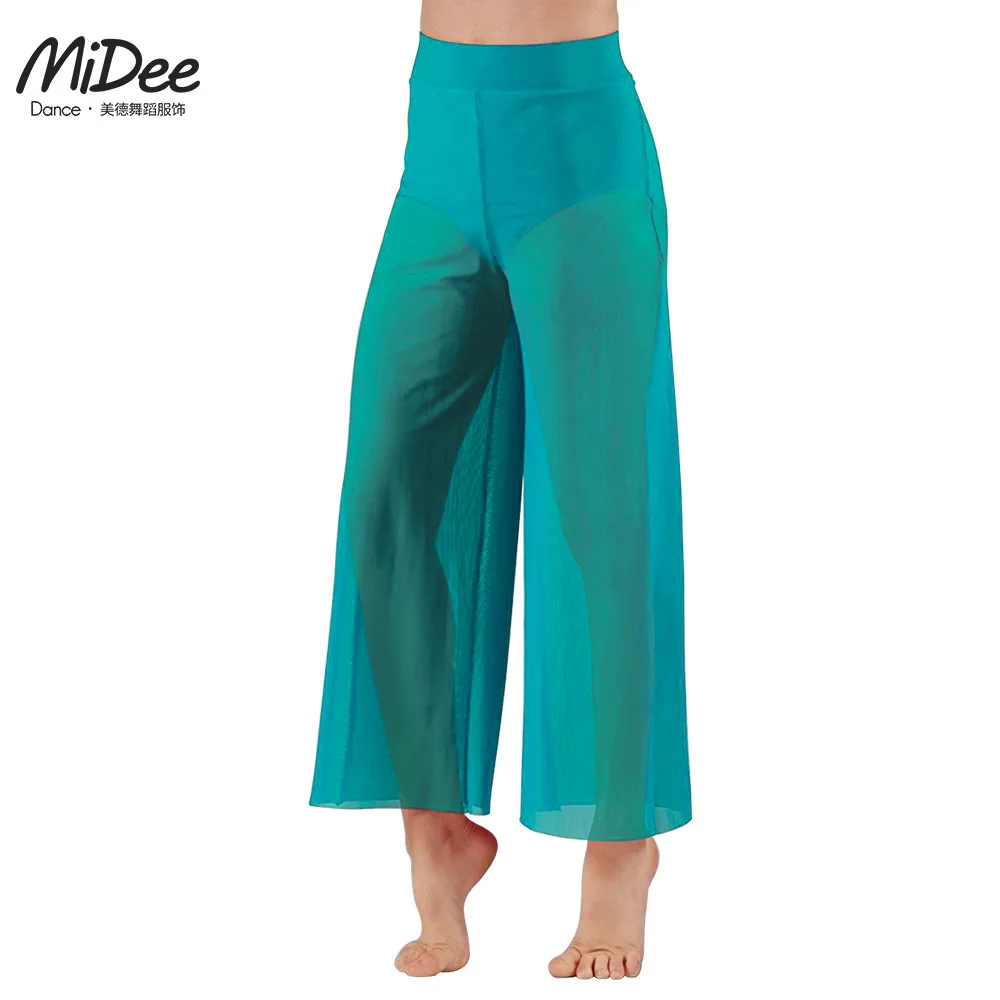 MiDee Lưới Quần Ống Rộng Nữ Hiện Đại Ba Lê Vũ Cao Cấp Palazzo Quần Bé Gái Kid Khiêu Vũ Cổ Điển Mặc Người Lớn Plus kích Thước