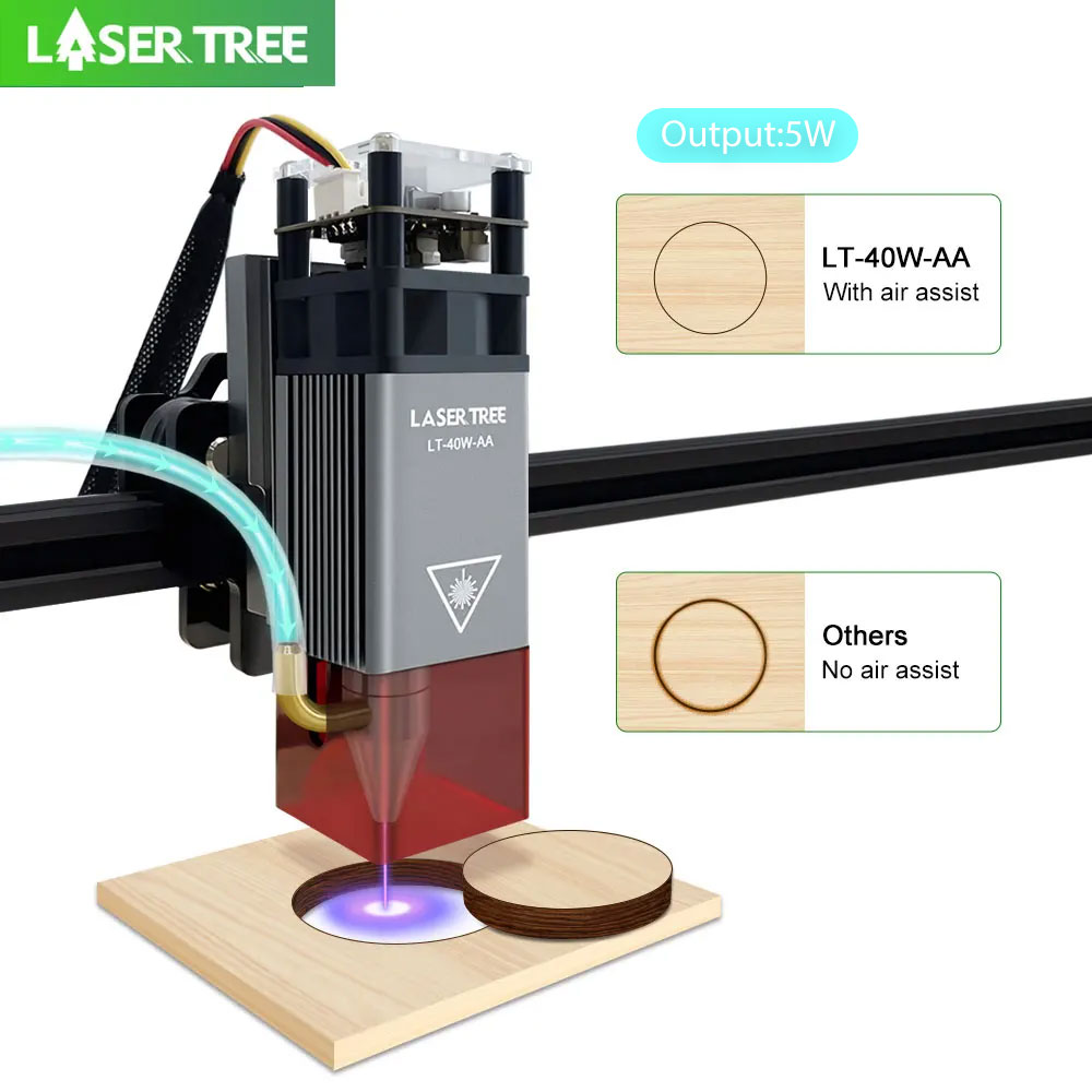 Laser árvore 5w módulo de laser com assistência laser 450nm cabeça laser azul para diy laser madeira cnc cortador ferramenta gravura cabeça e accesso