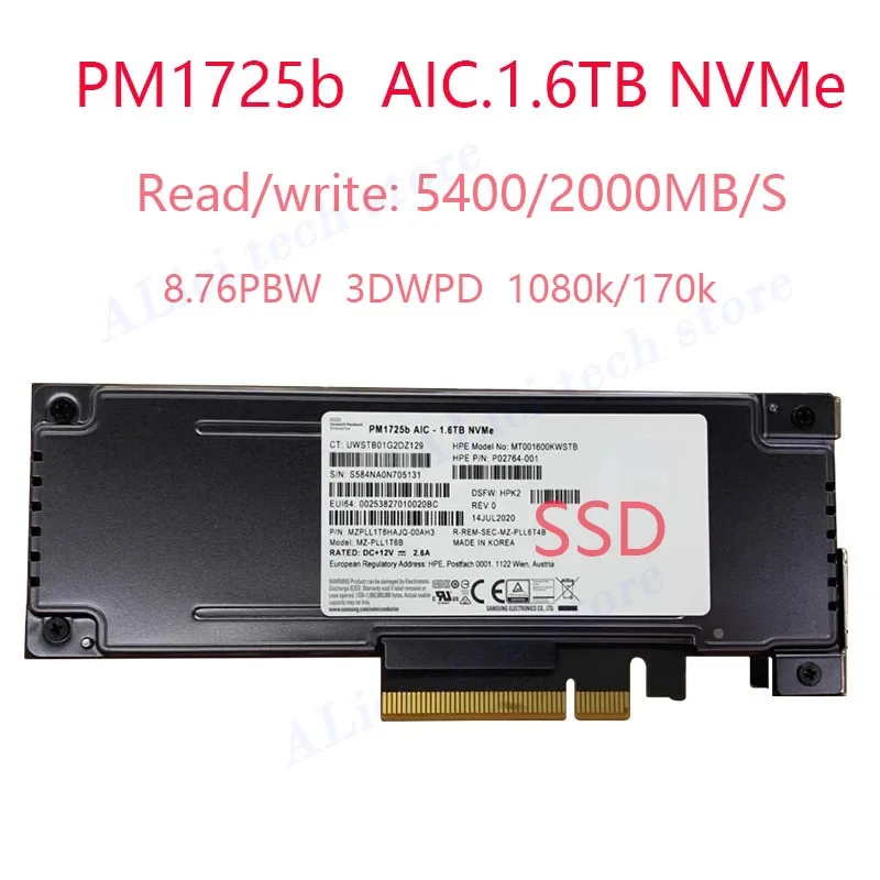 Original New Solid State Drive For SAMSUNG PM1725 /1735 3.2TB 1.6T HHHL PCIE card enterprise server SSD