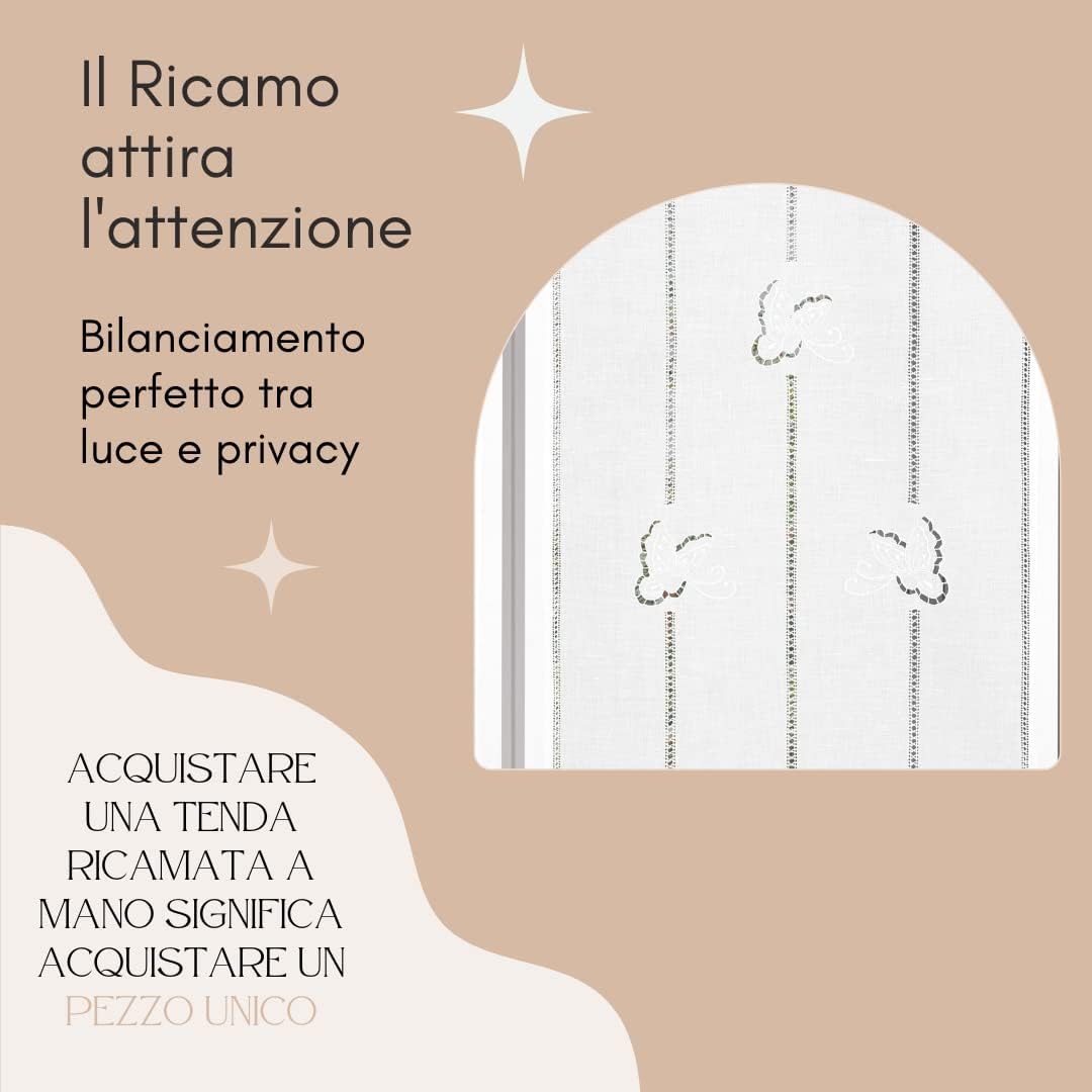 bordado a mano, modelo Butterfly, fabricado en Italia, de lino mezclado, en varios tamaños