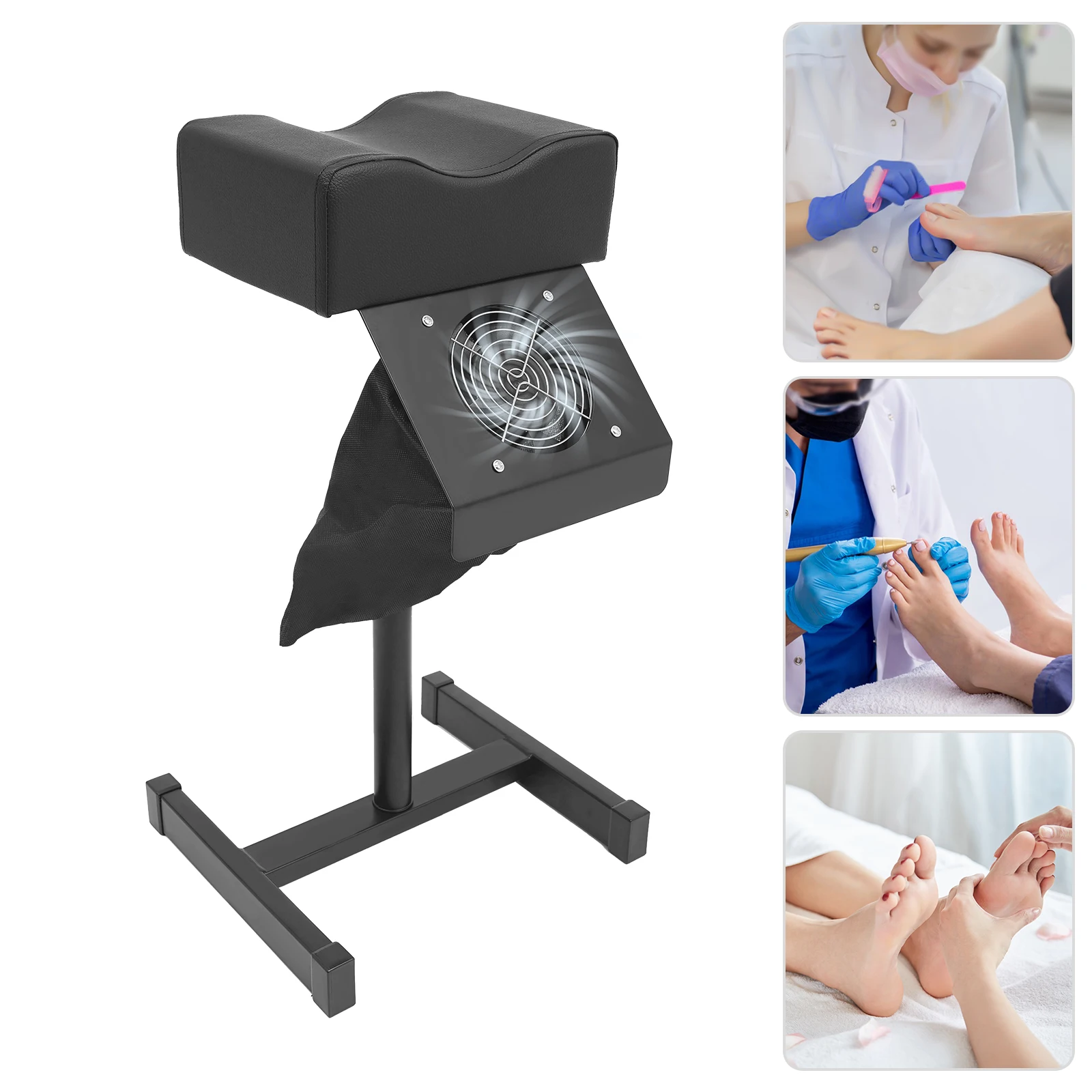 Sgabello per pedicure con ventola per la pulizia della polvere Sgabello per ascensore per salone di bellezza Poggiapiedi per piedi regolabile Sedia per spa Poggiapiedi per manicure 48-68 cm