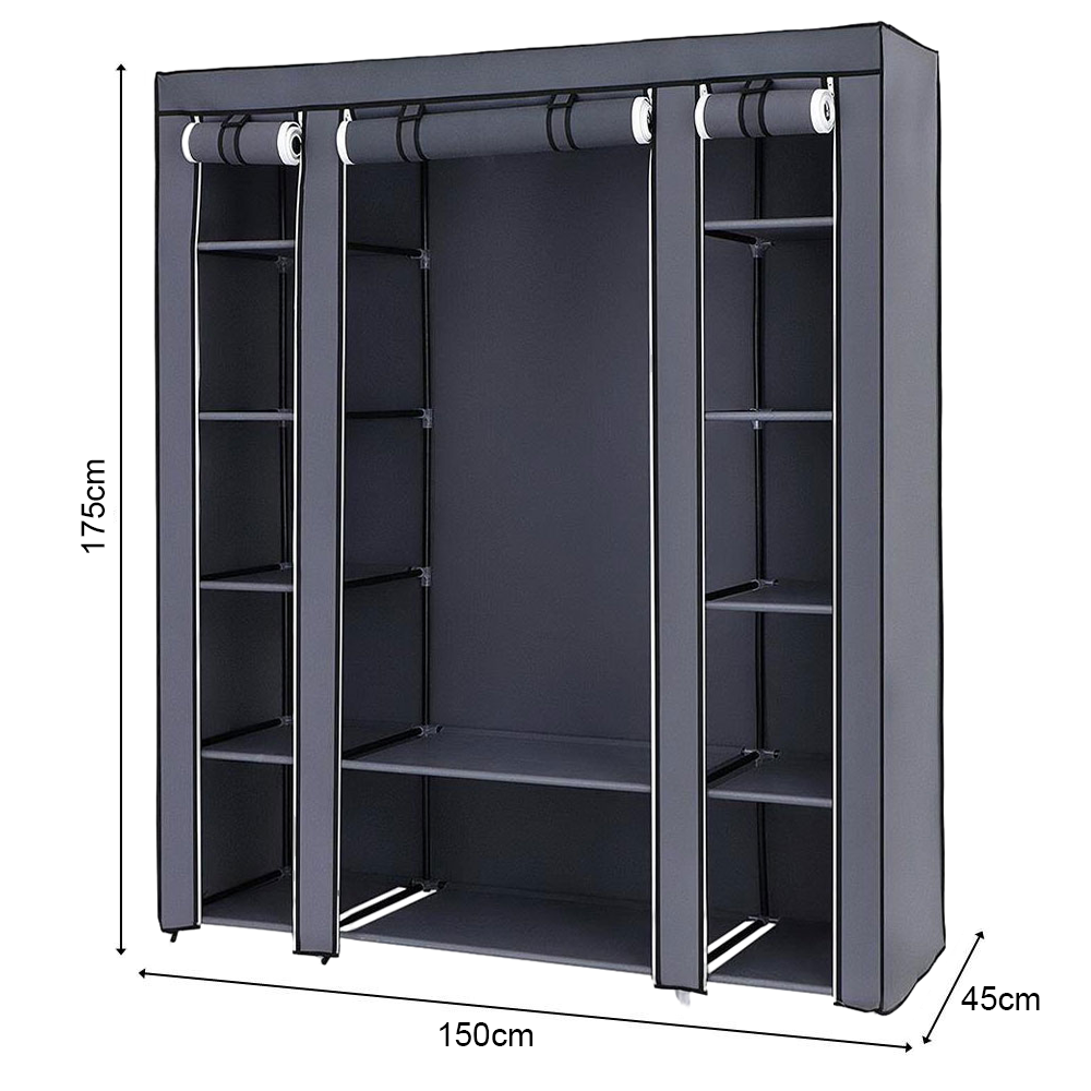 Portable Wardrobe Clothes Organizer Non-Woven Fabric Wardrobe Storage Cupboard for Bedroom 150 * 45 *175cm Storage Shelves