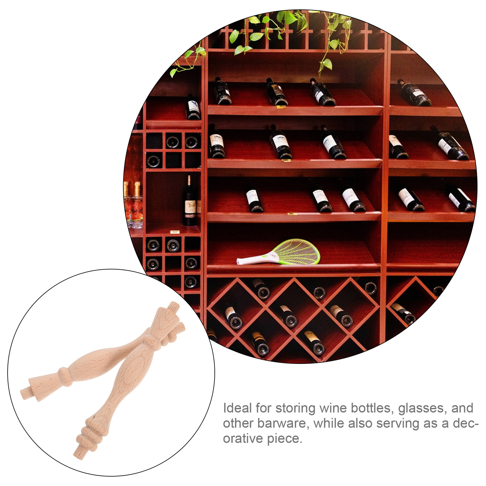 2pcs Unfinished Wood Baluster Spindles For Stairs Roman Column Pillar Cabinet Wine Rack Decor Diy Craft Replacement Staircase