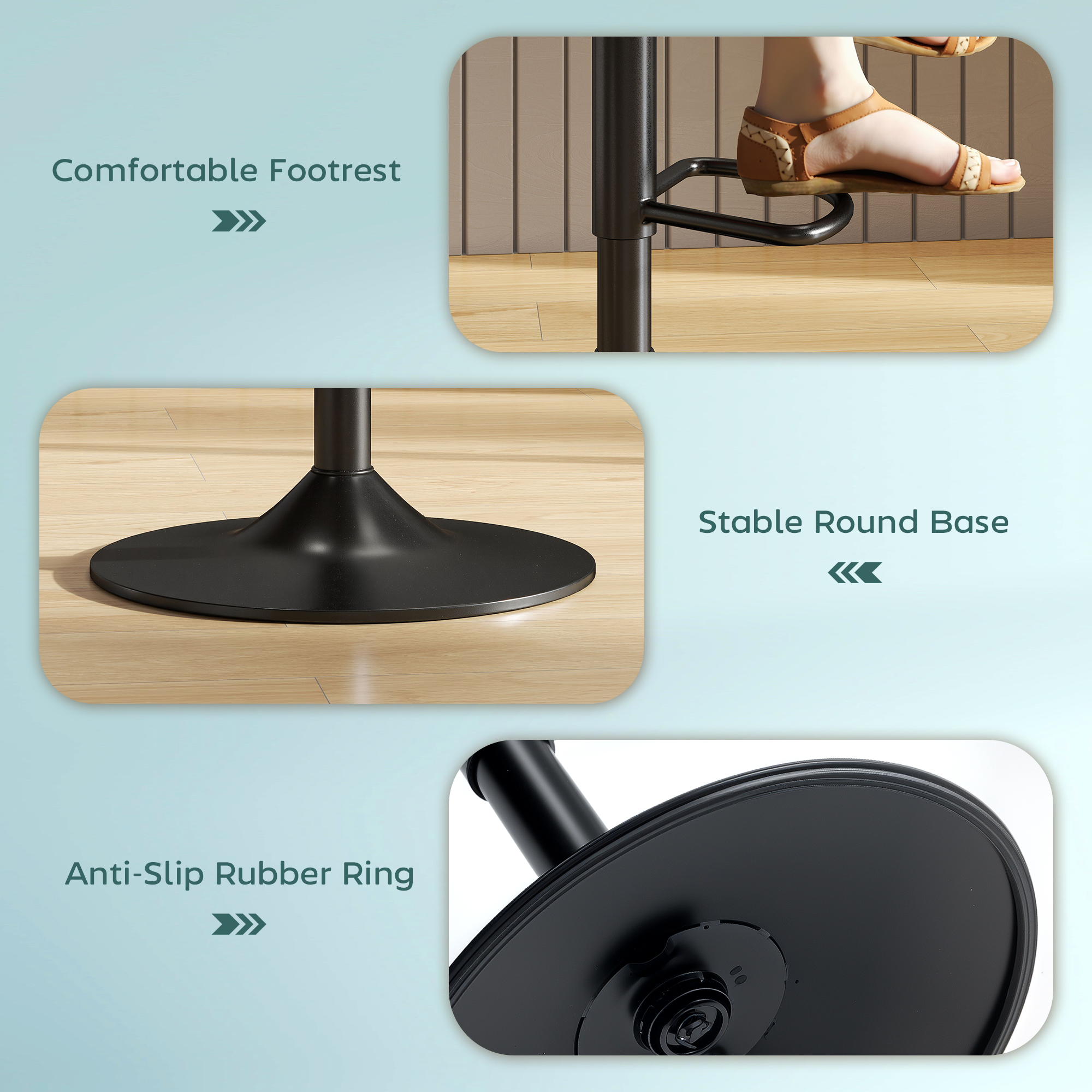 HOMCOM Bar Stools Set of 2, Modern Armless Bar Chairs, Blue