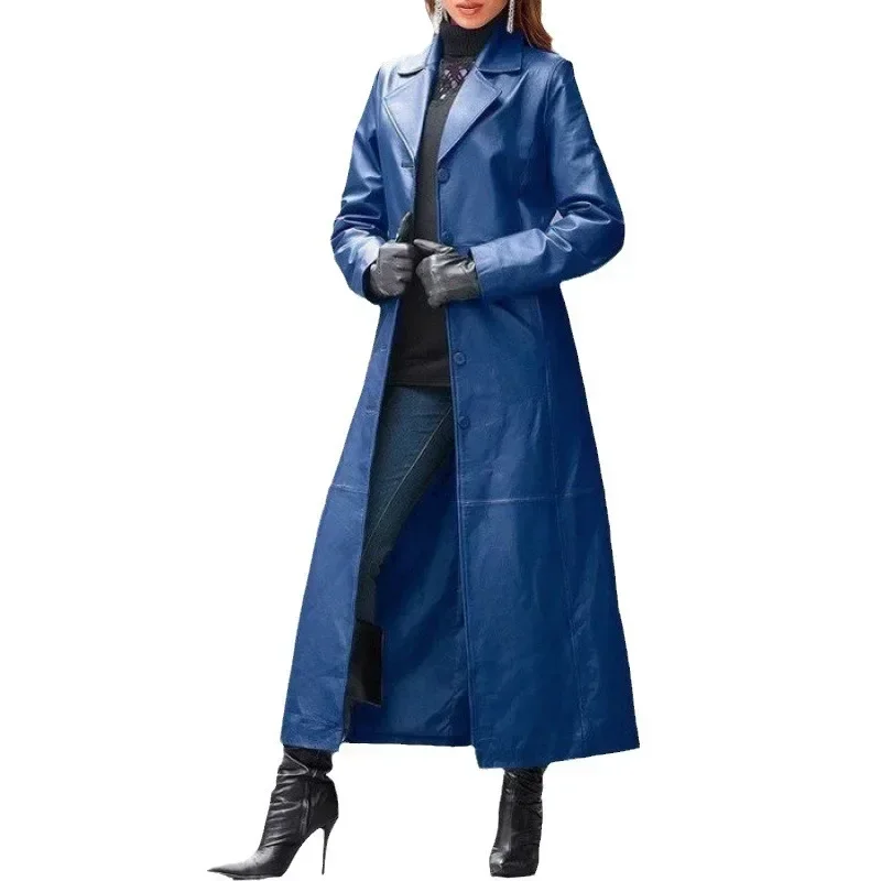 Abrigo de piel sintética para mujer, Otoño Invierno, manga larga, Color sólido, cuello vuelto, botón, moda informal, cálido, cómodo, ajuste Regular