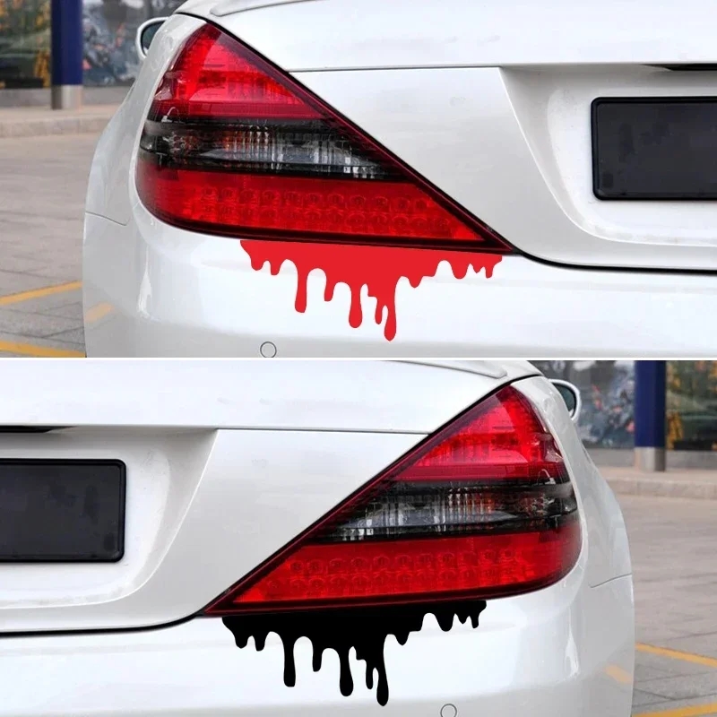 Pegatinas de goteo de sangre roja, diseño temático de Halloween, pegatina decorativa de cristal para faro de coche, parachoques impermeable, 14cm x 5cm