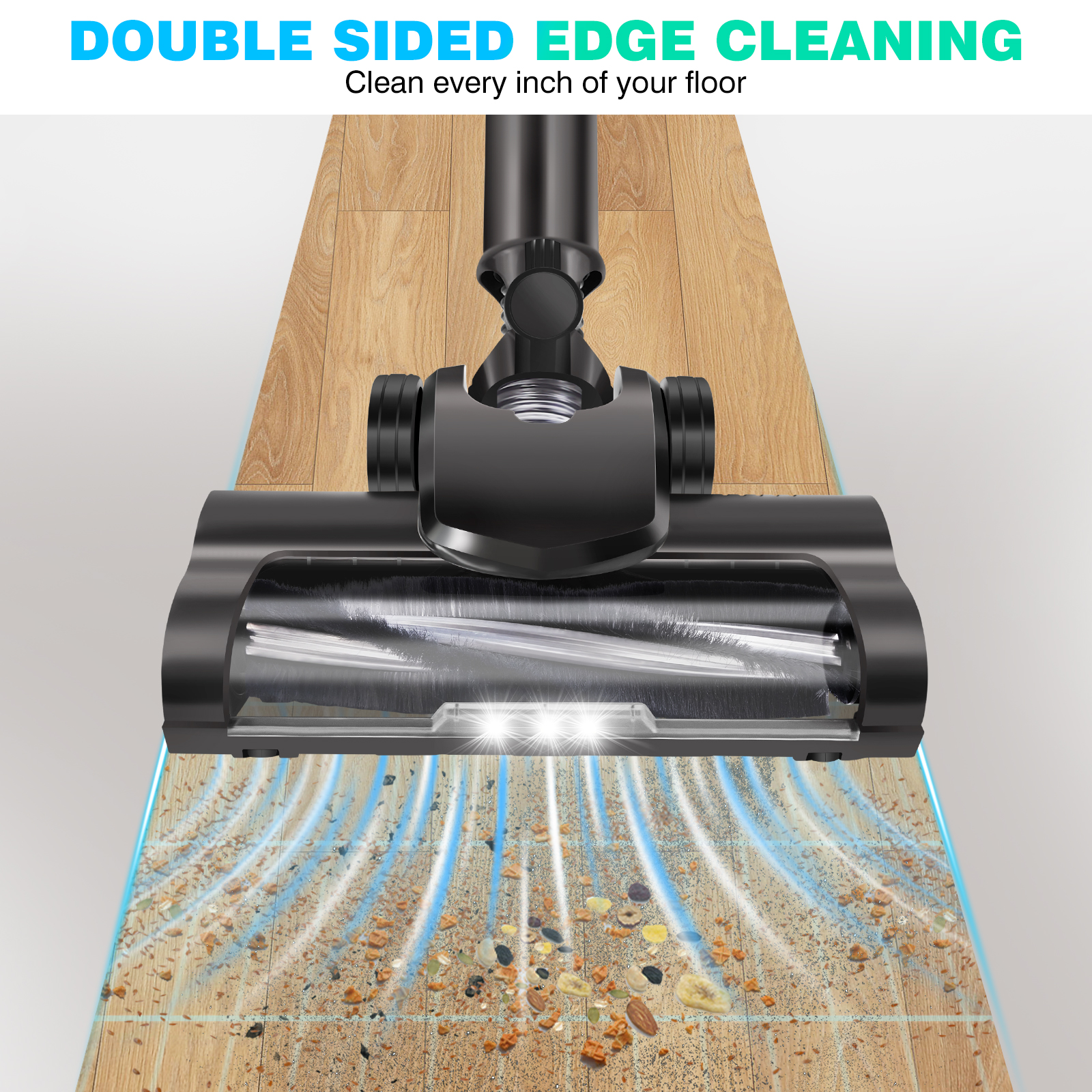 6-in-1 Cordless Vacuum 550W 45KPA｜2 Batteries｜LED Display｜Self-Standing｜Pet Hair/Carpet/Hard Floor (Black)