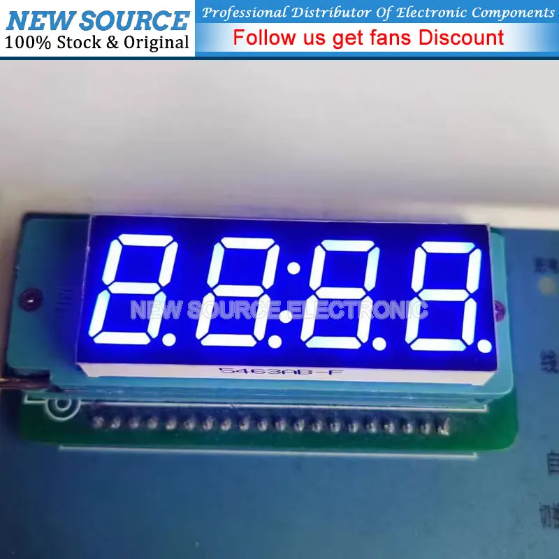 5pcs 0.56 Inch 4-bit Clock Tube 5463 Cathode Anode High-light 14-Pin Red Blue LED DIY Electronic Time 7-Segment Display Tube