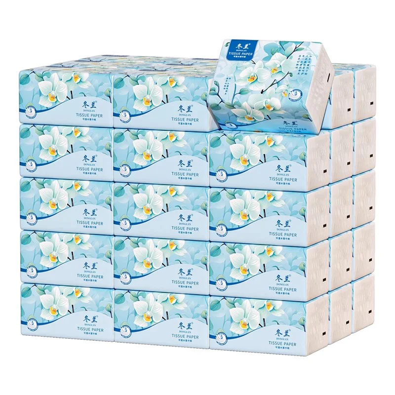 6 Packs Full Case of 400 Sheets of Toilet Paper Wholesale Log Napkins Embossed Facial Tissue Paper Household Paper Towels