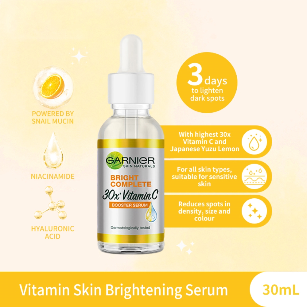 Garnier – Essence blanchissante, élimine les marques d'acné, comédons, points noirs, sérum réparateur pour le visage, rétrécit les Pores, hydrate l'essence, 30ml