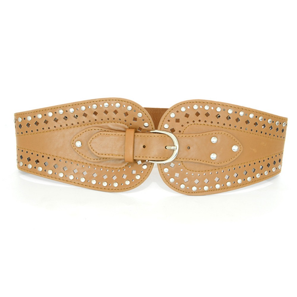 Accessoires en cuir PU pour femmes, nouveau design, mode, noir, marron, argent plaqué, structure élastique, environnement