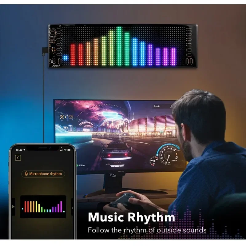 Flexible Addressable RGB LED Matrix Pixel Panel Scrolling Text Animation APP&Remote Control Pattern Display Customizable Sign