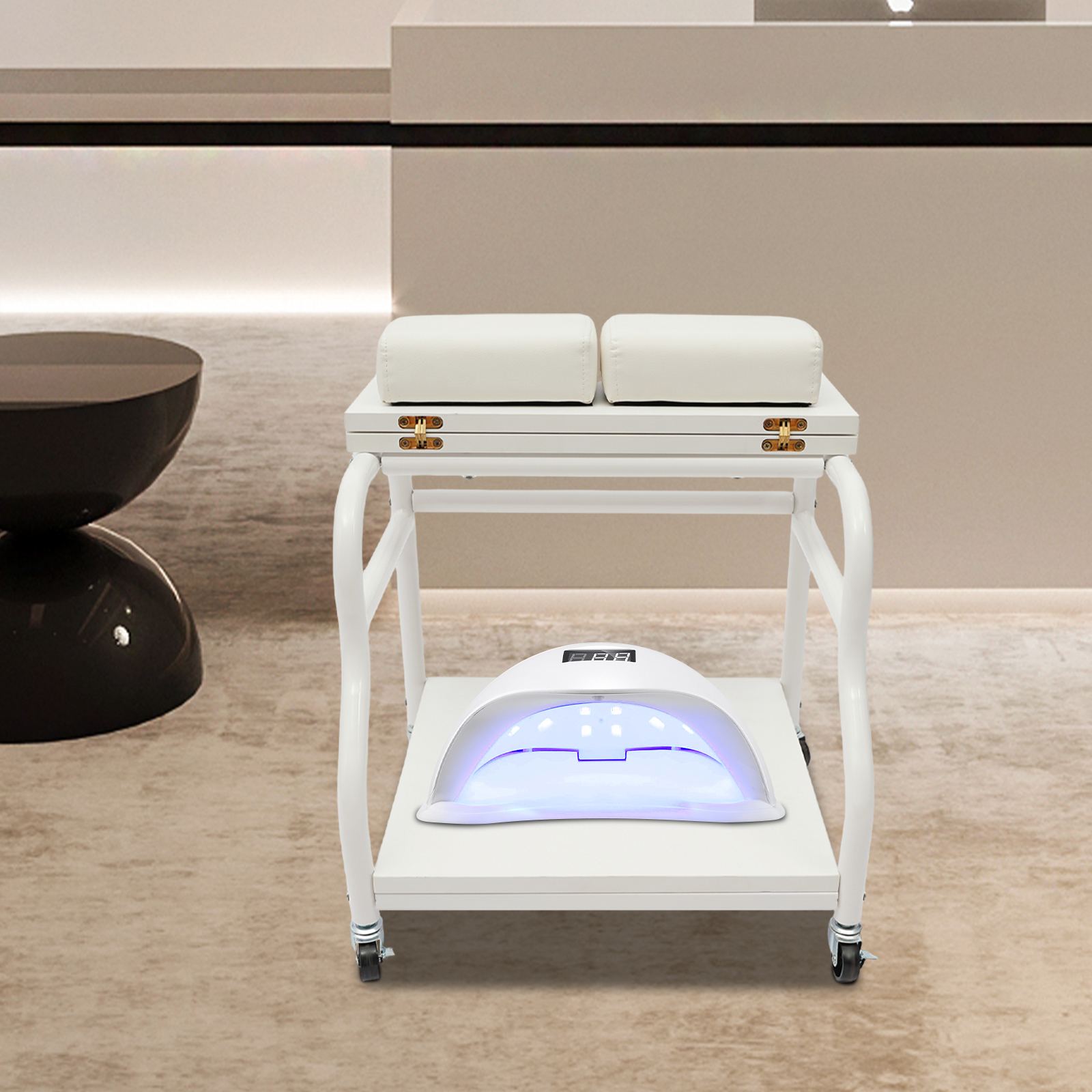 Chariot de bain de pieds Portable, tabouret à ongles avec roulettes pour repose-Massage de manucure