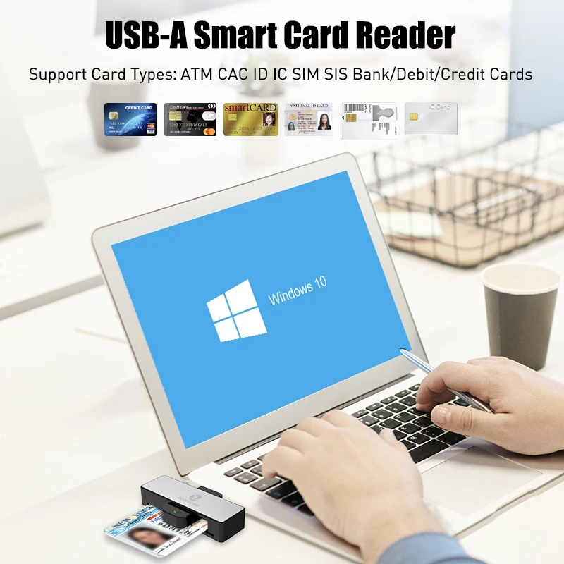 Zoweetek USB-A ID Smart Card Reader Elektronische DNI-lezer voorDNIE Chip DNI Smart Card ZW-12026-4