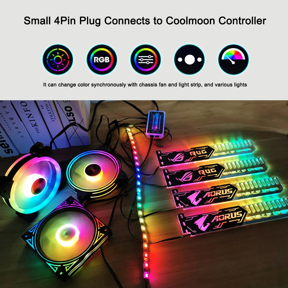 25cm RGB-Grafikkarten halterung mit 4-poligem Anschluss 12-Farben-Controller für Computer unterstützung Argb-Grafikkarte/RGB-Grafikkarte