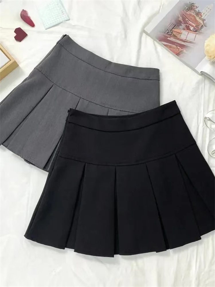 Jupe plissée grise Vintage pour femmes, Mini jupes taille haute Kawaii, mode coréenne, uniforme scolaire, Streetwear Harajuku, printemps