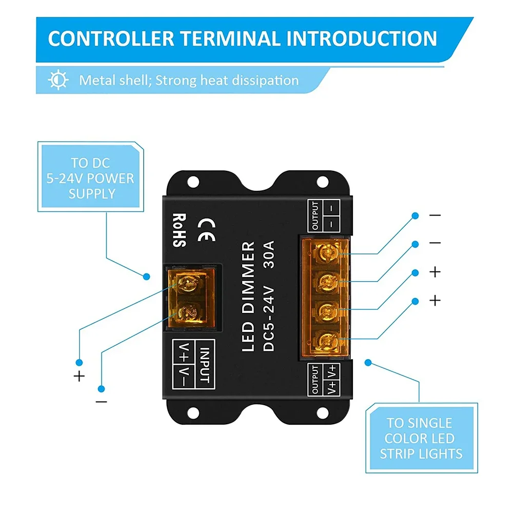 Atenuador LED RF DC5V 12V 24V 30A controlador LED inalámbrico 2,4G interruptor de Panel táctil para tira de LED de un solo color 5050 3528 COB