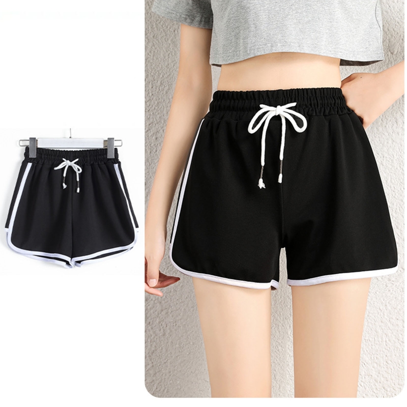 Mulher mais tamanho atlético esporte shorts drawstring yoga dança golfinho calças curtas