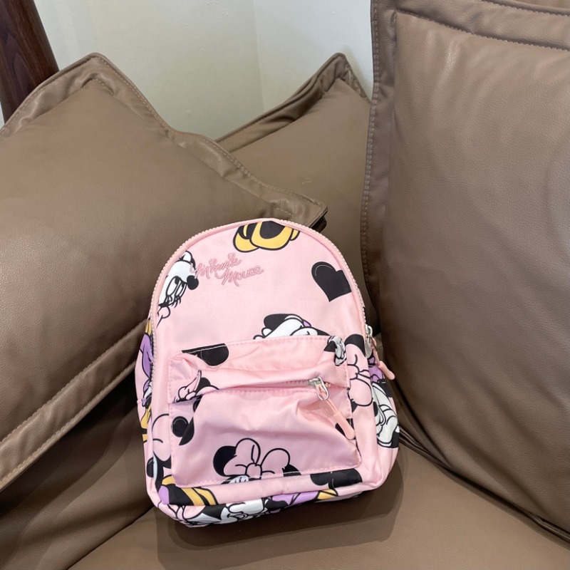 Disney 2024 nova mochila infantil moda saco de escola das crianças do jardim de infância minnie mickey mouse impressão rosa mochila