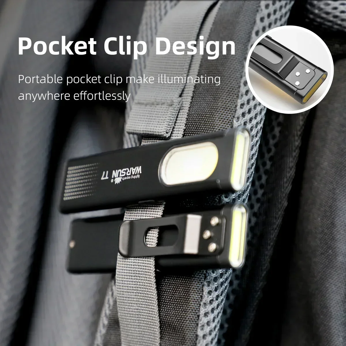 2025 New Warsun LED Keychain Flashlight USB-C Rechargeable Portable Mini Torch Light Pocket Lantern Flood Work Light With Magnet
