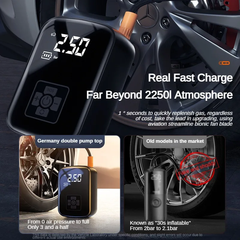 Leboo compressor de ar sem fio para carro, bomba elétrica para inflar pneus, motocicleta, bicicleta, pneu automático com display digital