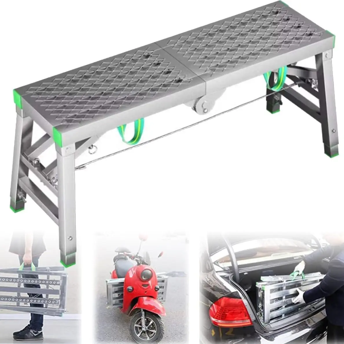 Equipo de andamio portátil, Plataforma de Trabajo de Altura Ajustable, Escalera de Acero galvanizado, Banco Resistente, escalera