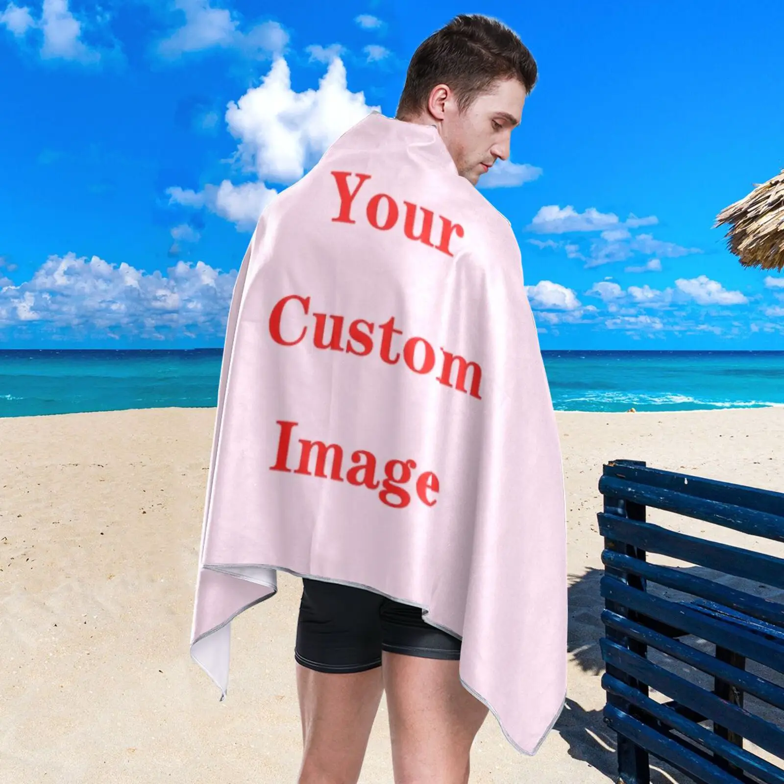 Asciugamano da spiaggia Grandi immagini personalizzate Asciugamano da spiaggia extra large fresco senza sabbia per donna Asciugamano da spiaggia altamente assorbente ad asciugatura rapida